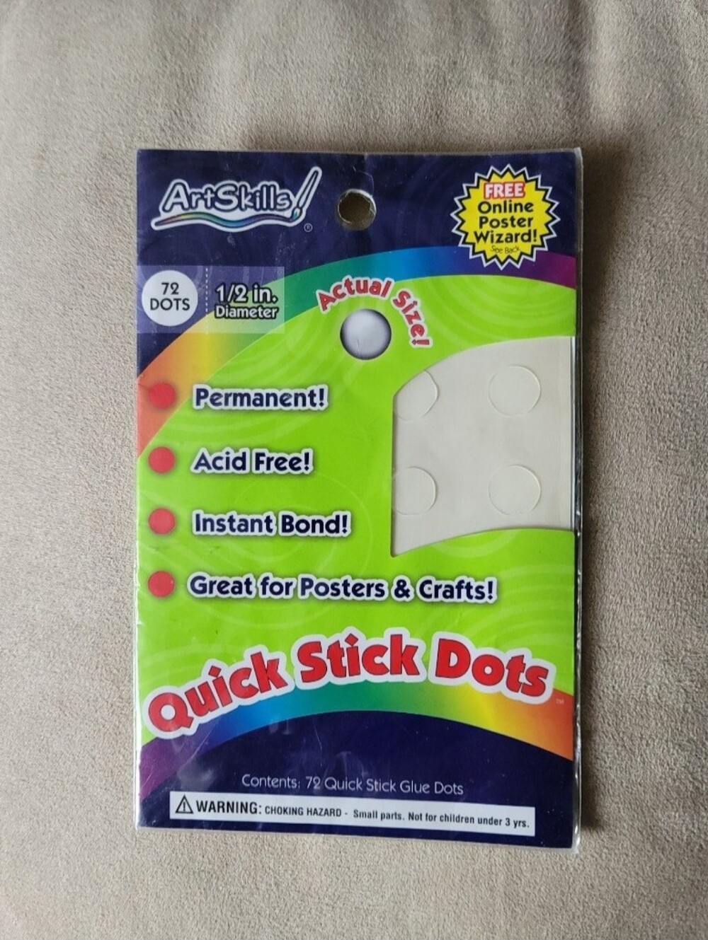 ART SKILLS Quick Stick Dots - White Adhesive Glue Dots (72)